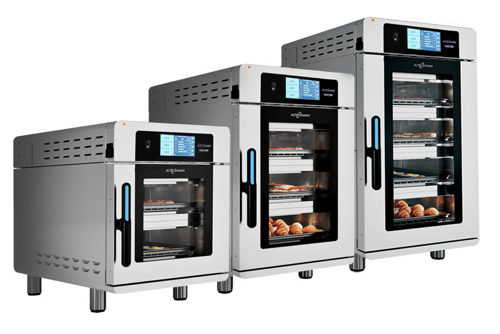 Three Alto Shaam commercial ovens with touch screen technology